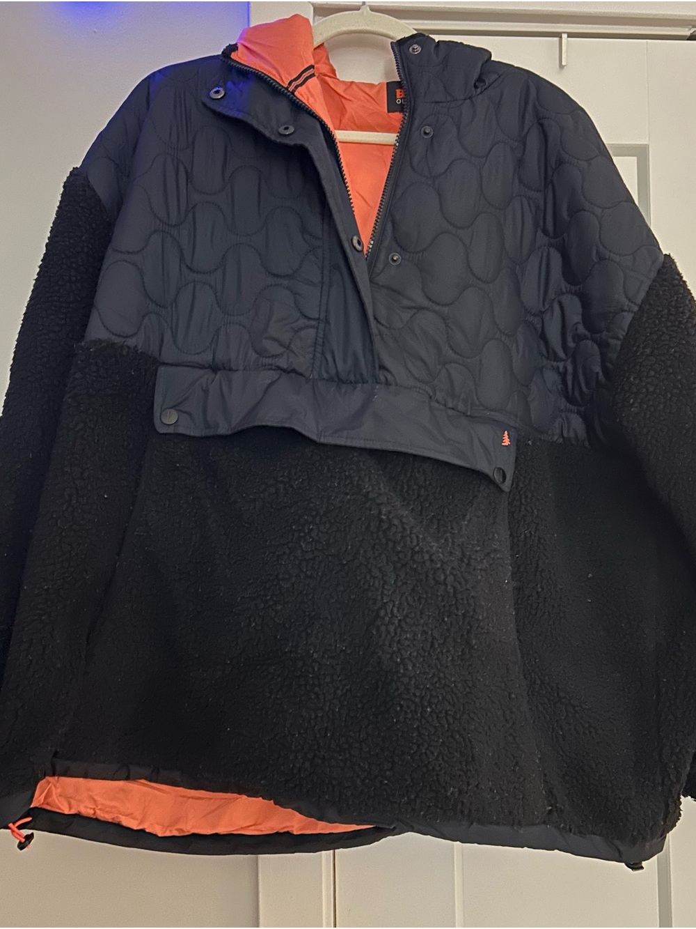 Bass Outdoor Pullover Jacket Hooded Fleece Quarter-Zip Black Size XL